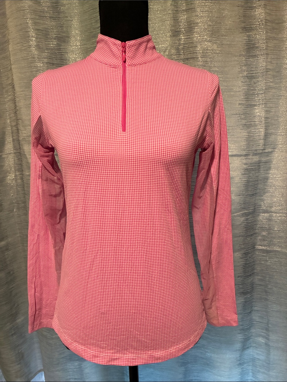 Women's Pink Long-Sleeve Quarter-Zip Performance Top — Lightweight Active Tee